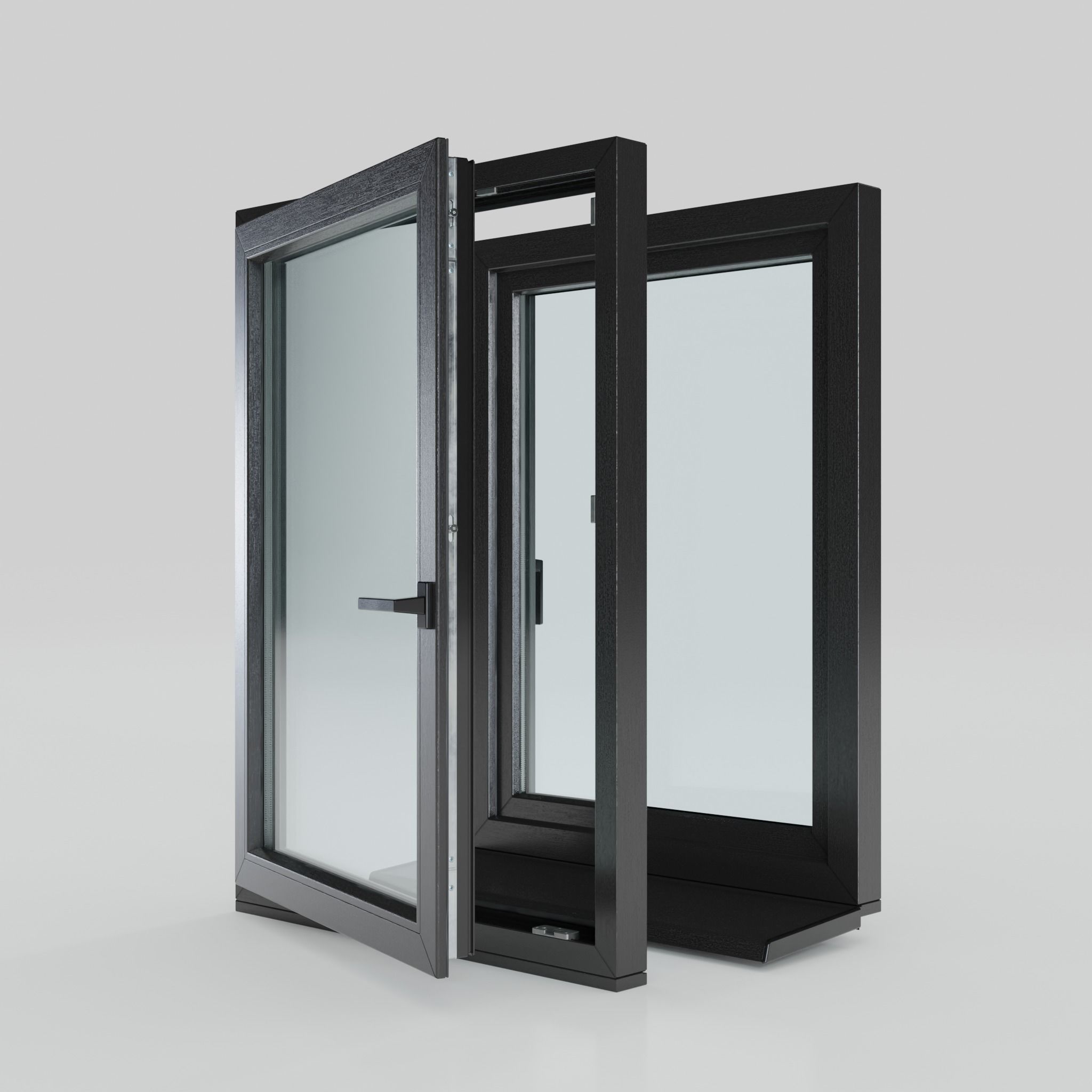 High detailed PVC windows kit for architecture in Blender 3D model_17