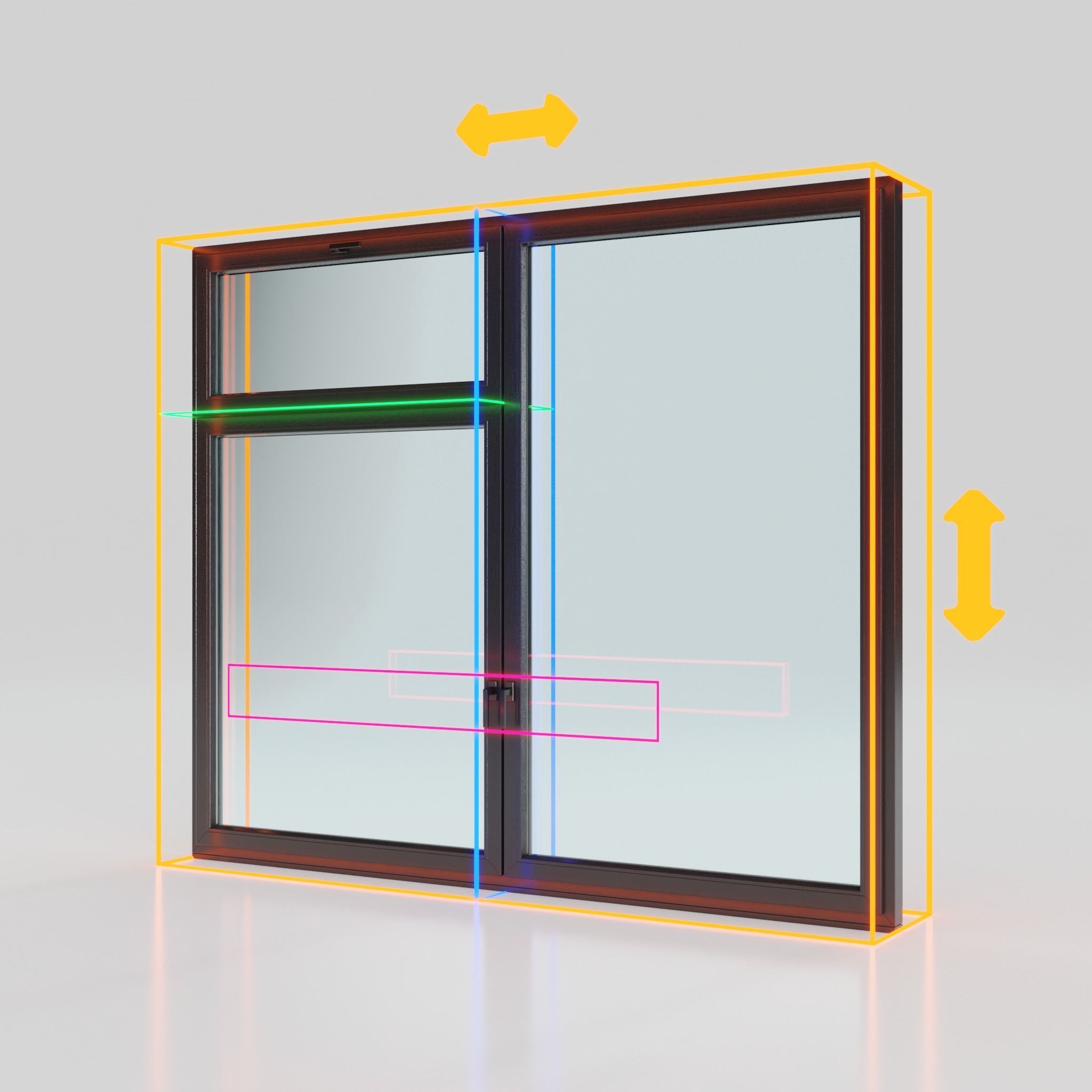 High detailed PVC windows kit for architecture in Blender 3D model_5