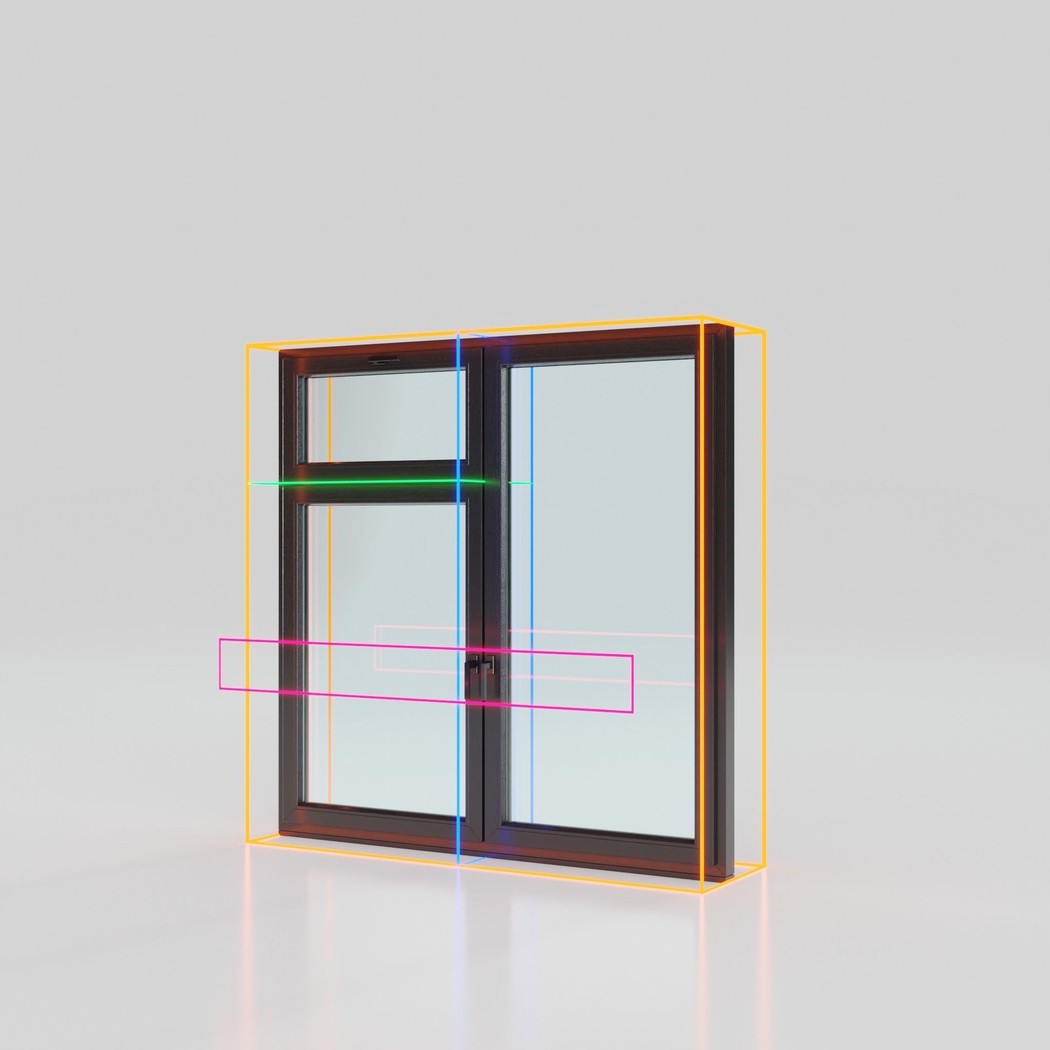 High detailed PVC windows kit for architecture in Blender 3D model_4