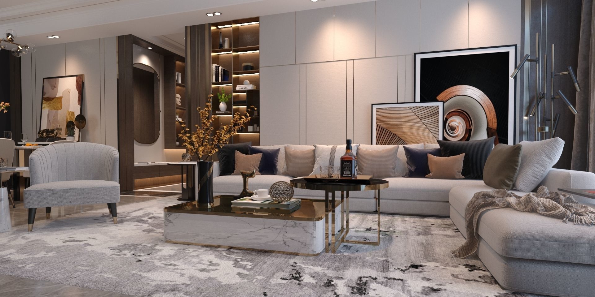 Modern Living Room 3D interior Scene Vray and Corona render 3D model_3
