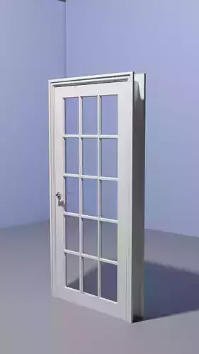 Glass panel interior door and architrave frame 3D model