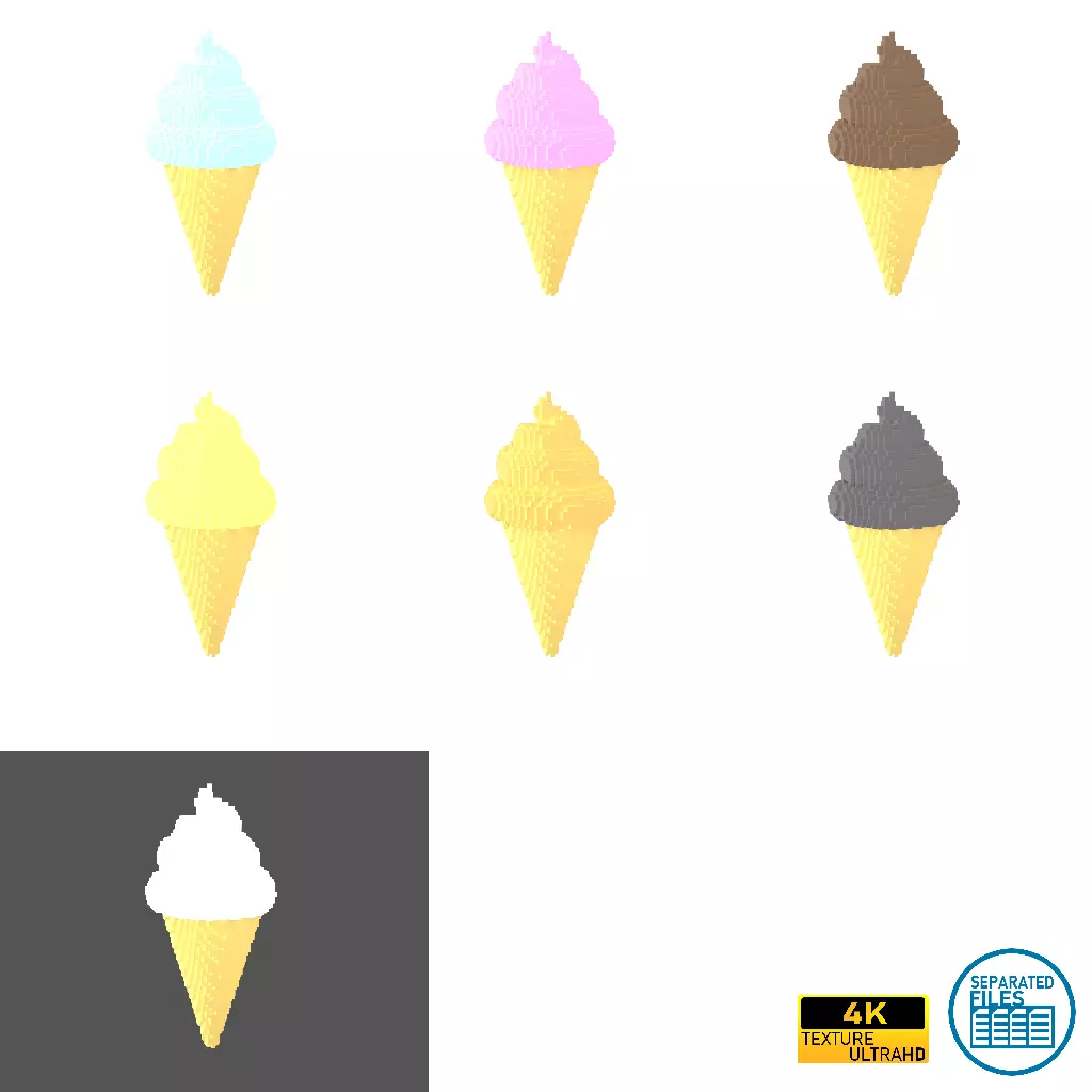 Voxel Ice Cream Cone v1 Pack 01 Low-poly 3D model_0