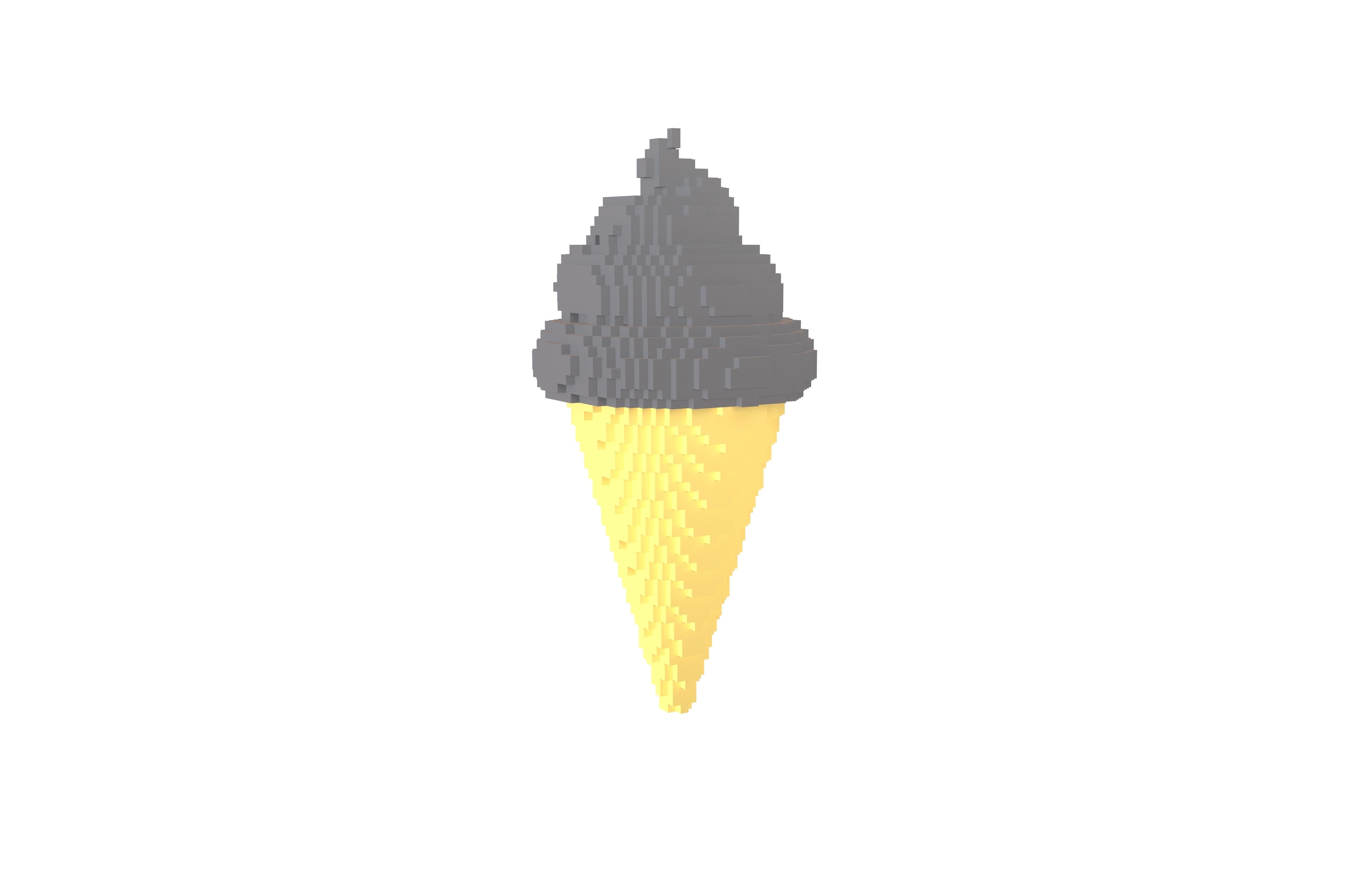 Voxel Ice Cream Cone v1 Pack 01 Low-poly 3D model_29