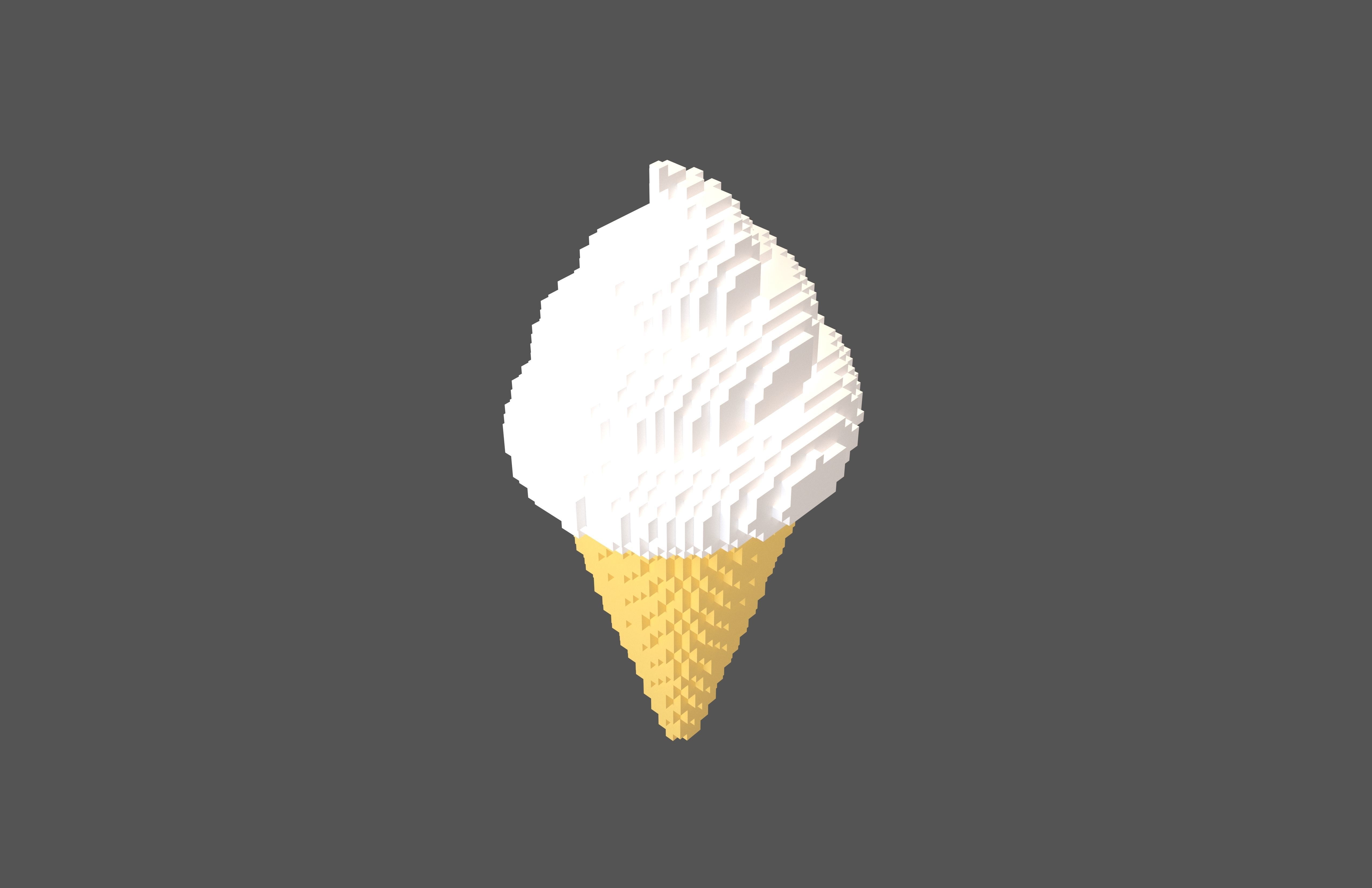 Voxel Ice Cream Cone v1 Pack 01 Low-poly 3D model_4