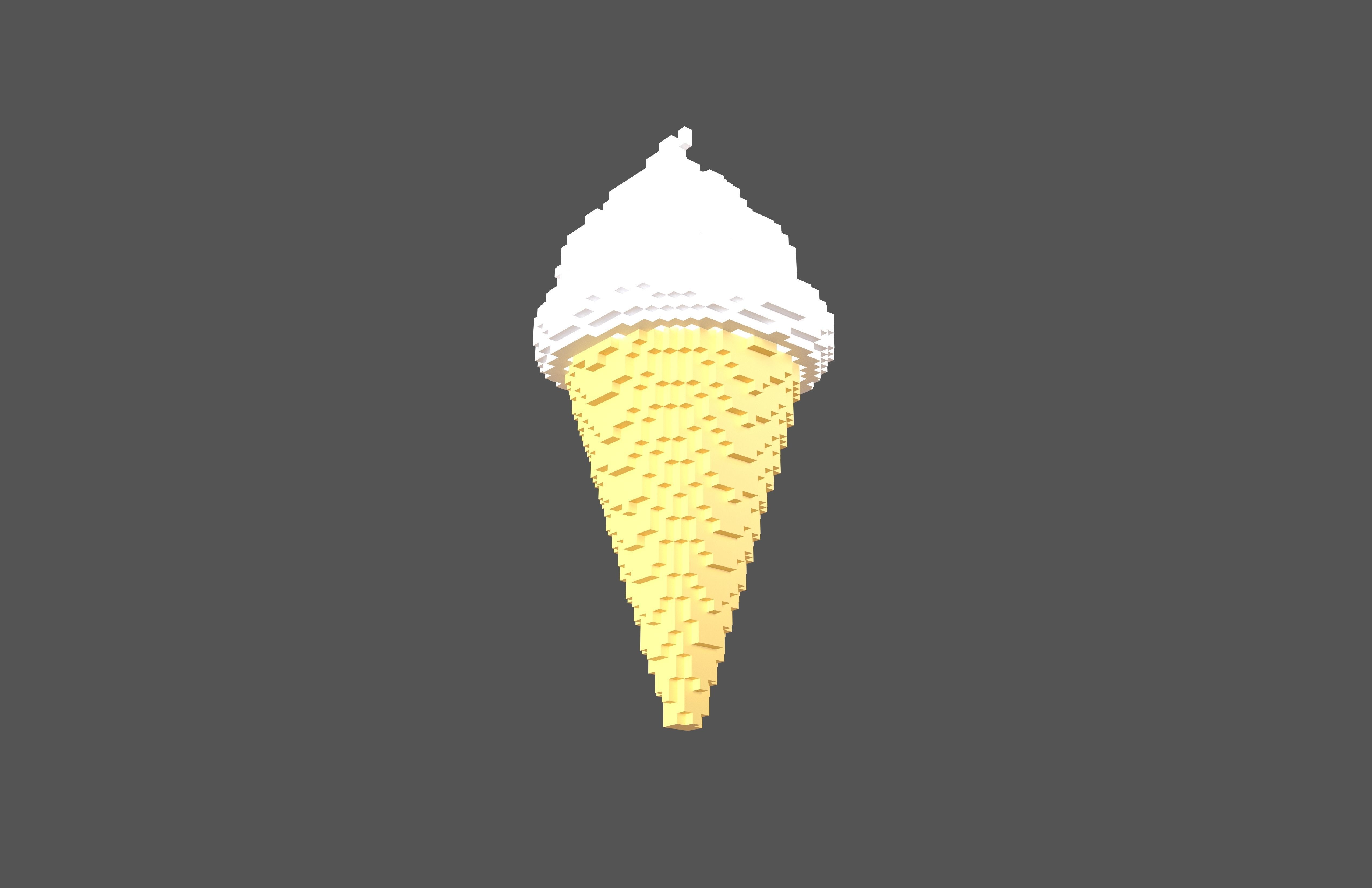 Voxel Ice Cream Cone v1 Pack 01 Low-poly 3D model_5