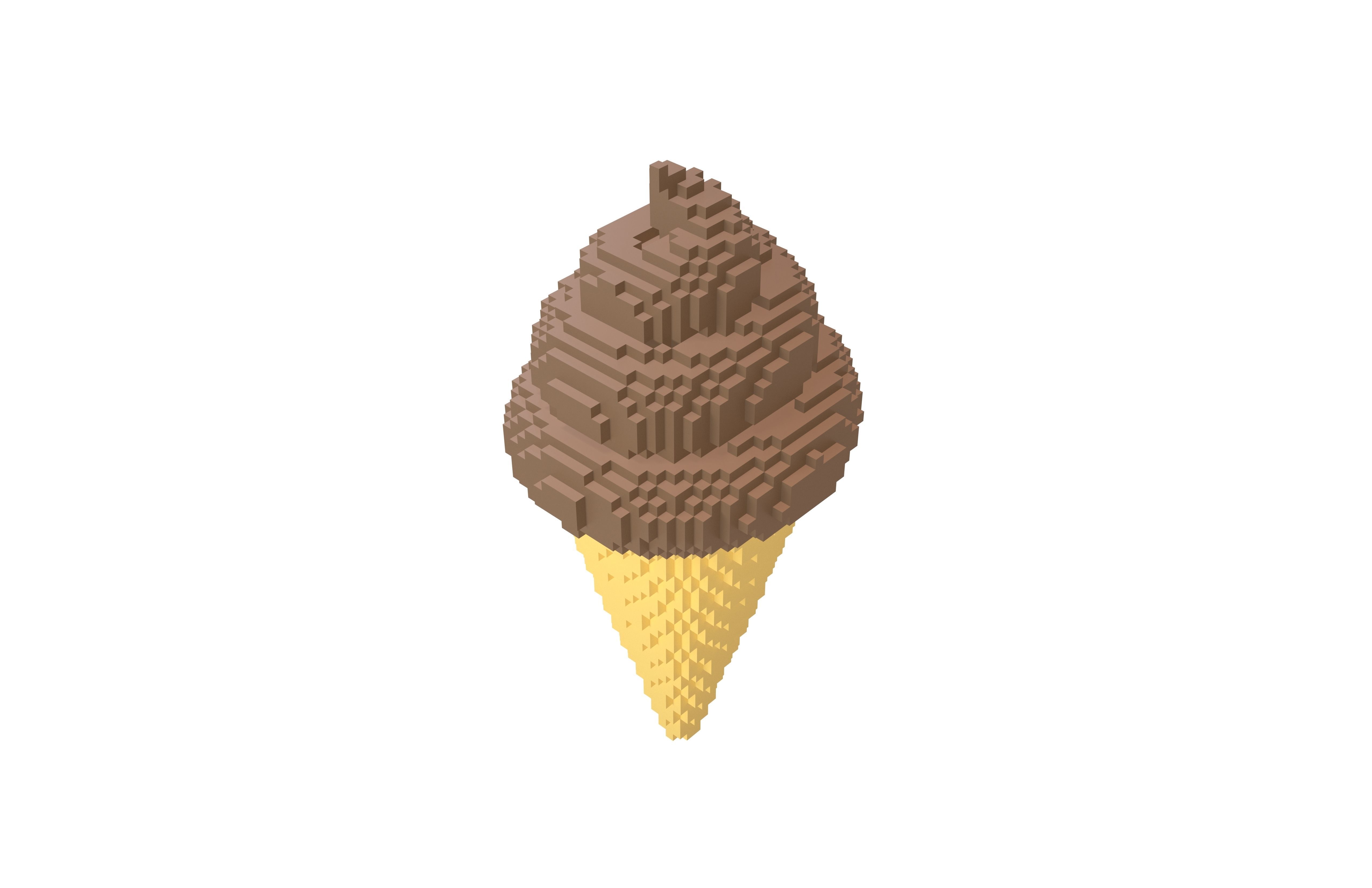 Voxel Ice Cream Cone v1 Pack 01 Low-poly 3D model_10