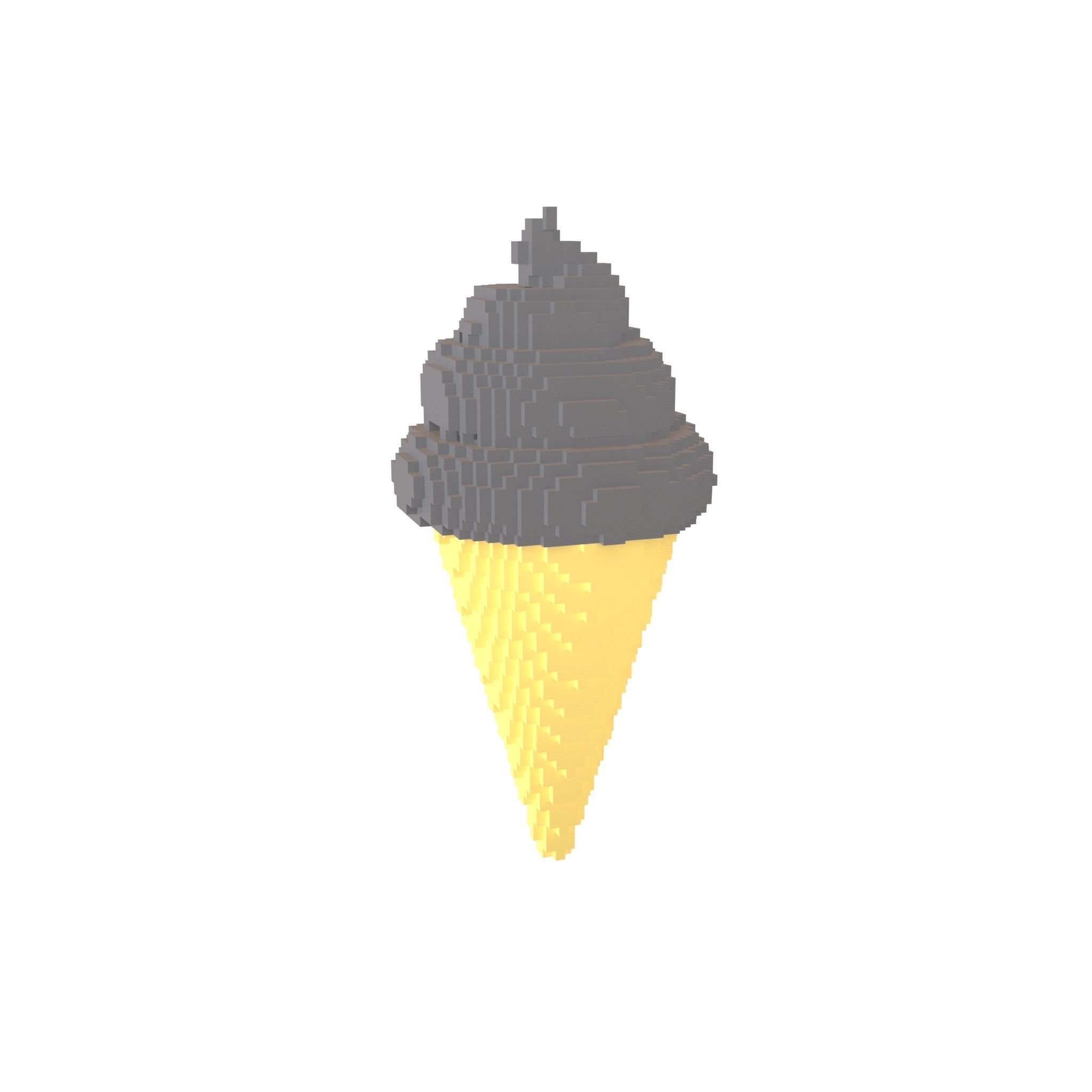 Voxel Ice Cream Cone v1 Pack 01 Low-poly 3D model_32