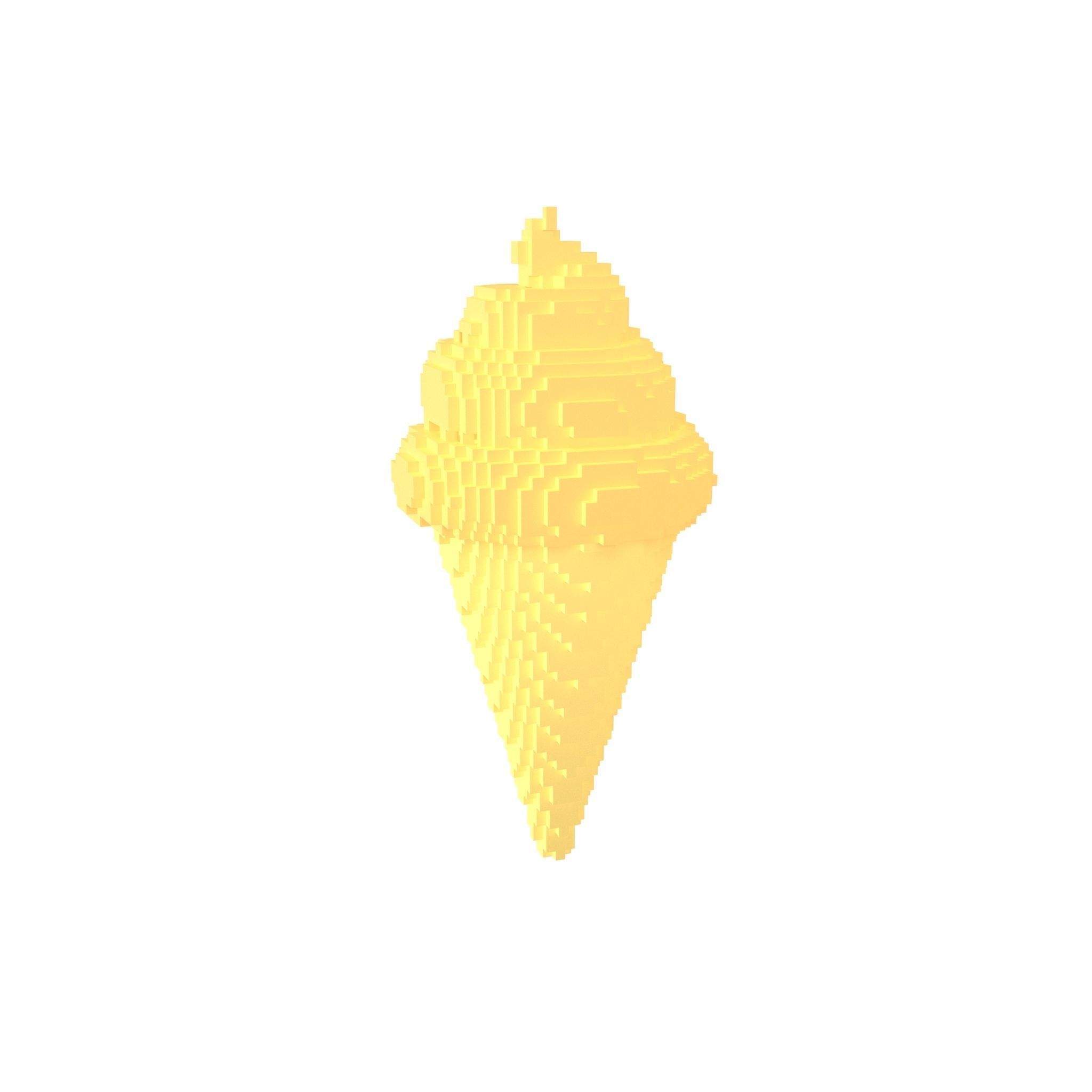 Voxel Ice Cream Cone v1 Pack 01 Low-poly 3D model_9