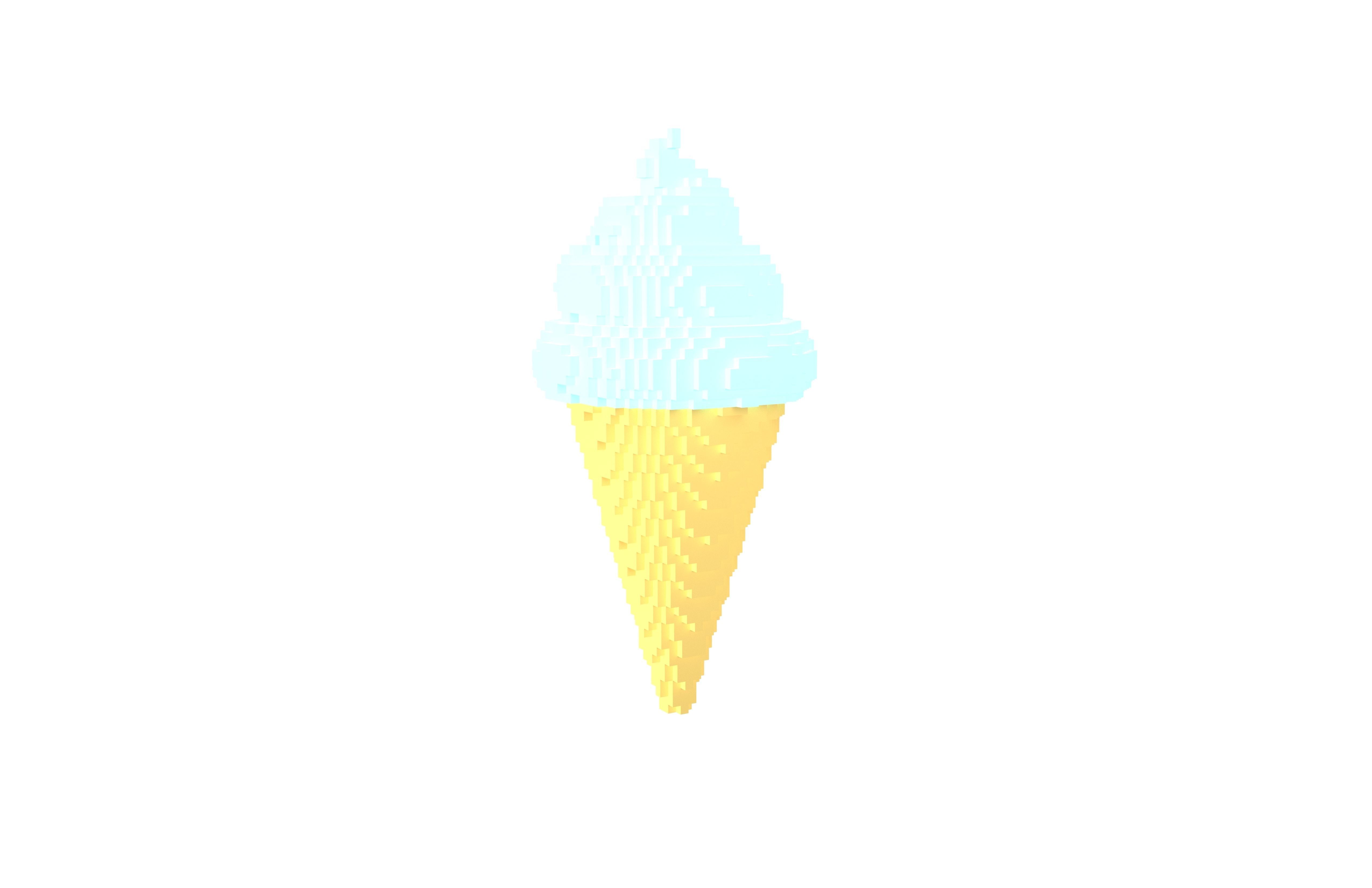 Voxel Ice Cream Cone v1 Pack 01 Low-poly 3D model_26
