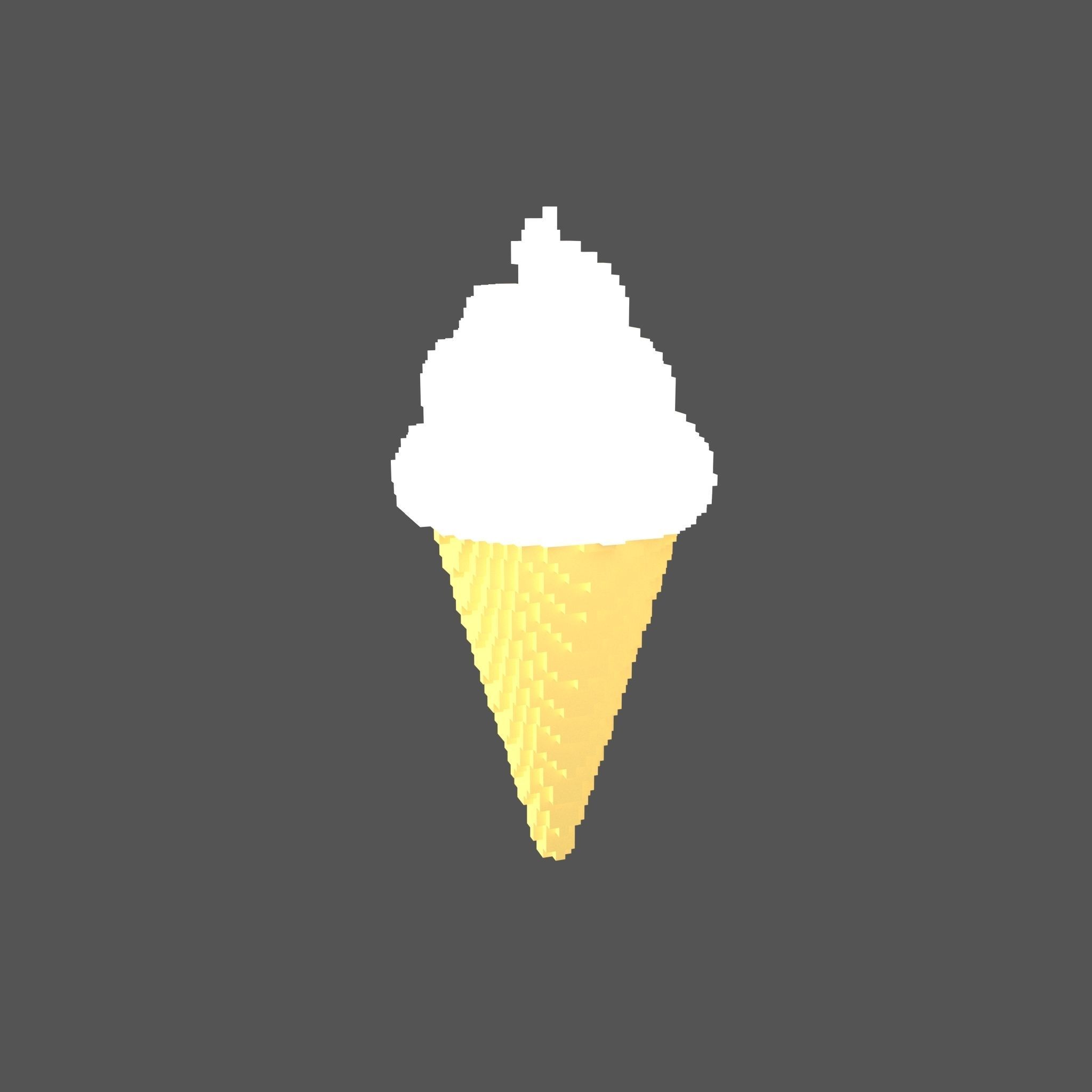 Voxel Ice Cream Cone v1 Pack 01 Low-poly 3D model_1