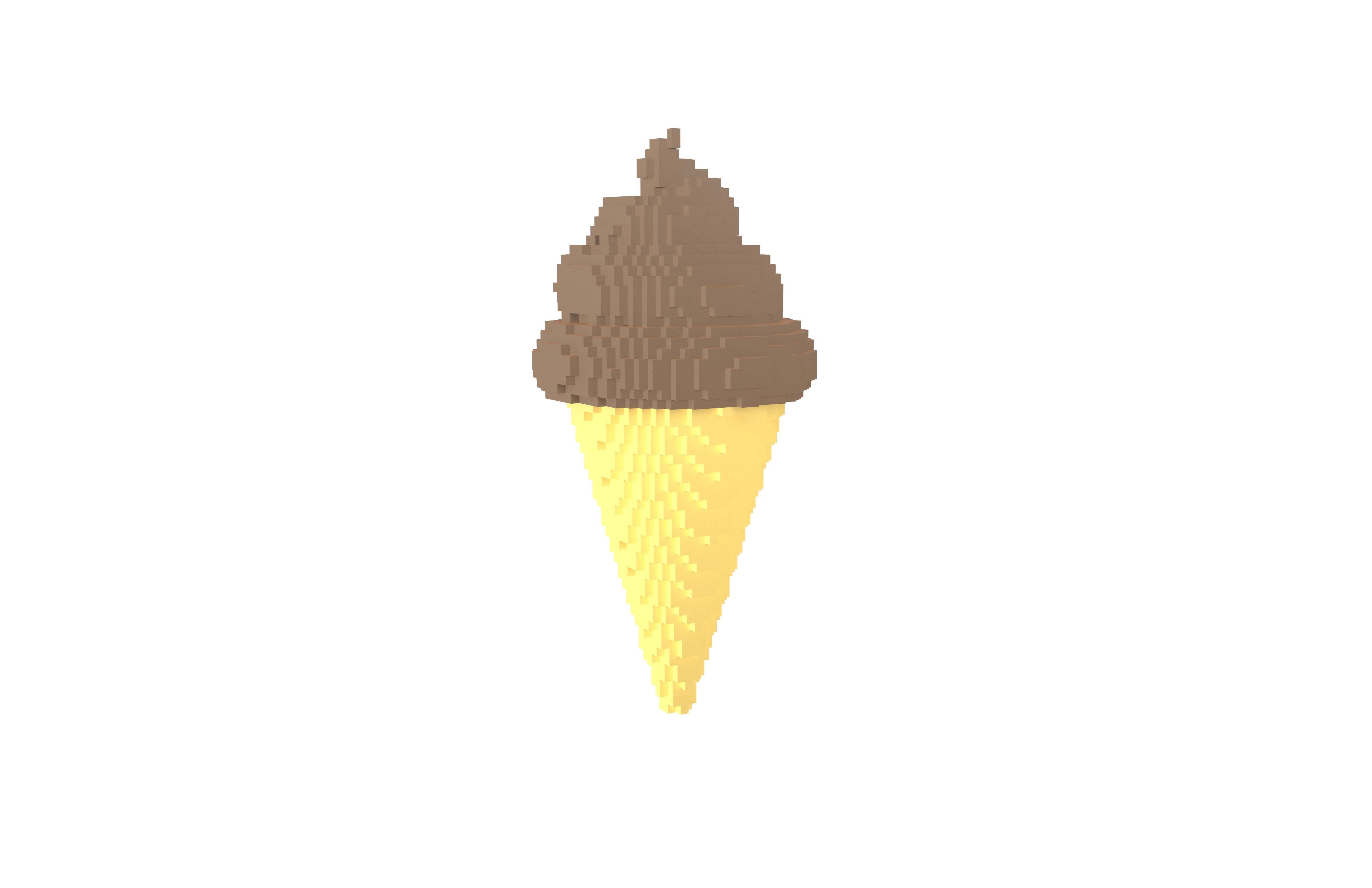 Voxel Ice Cream Cone v1 Pack 01 Low-poly 3D model_8