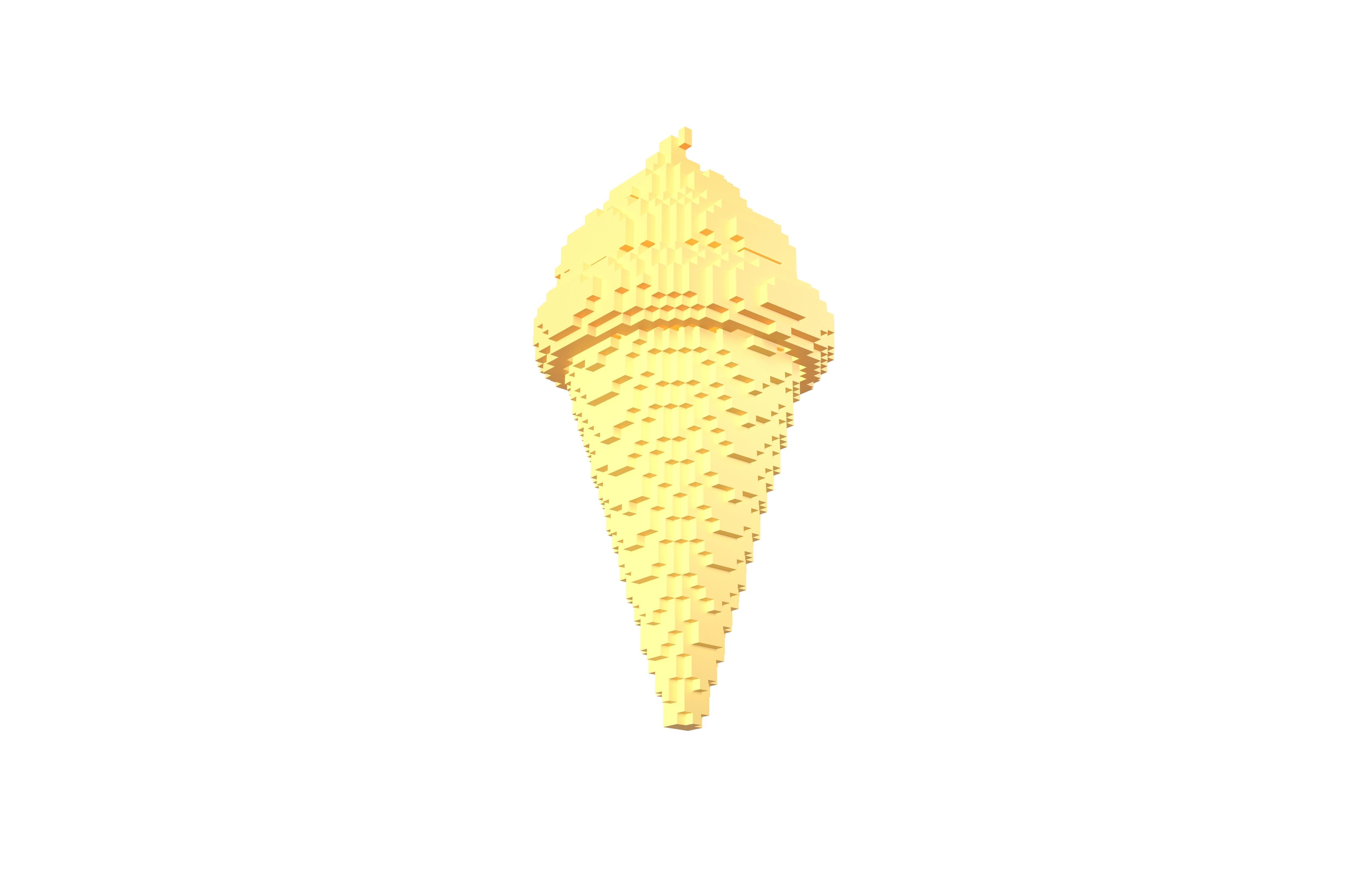 Voxel Ice Cream Cone v1 Pack 01 Low-poly 3D model_15