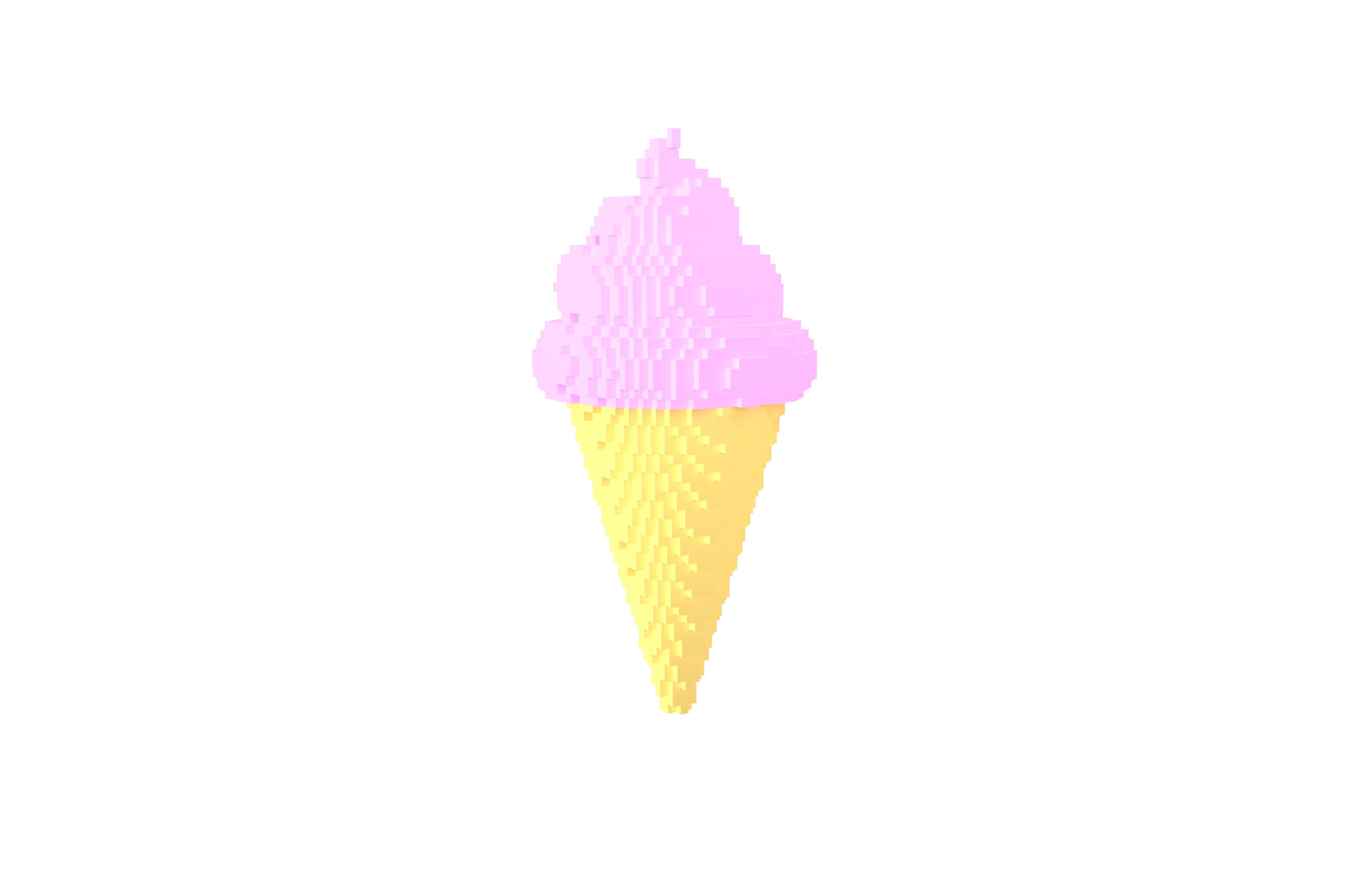 Voxel Ice Cream Cone v1 Pack 01 Low-poly 3D model_23