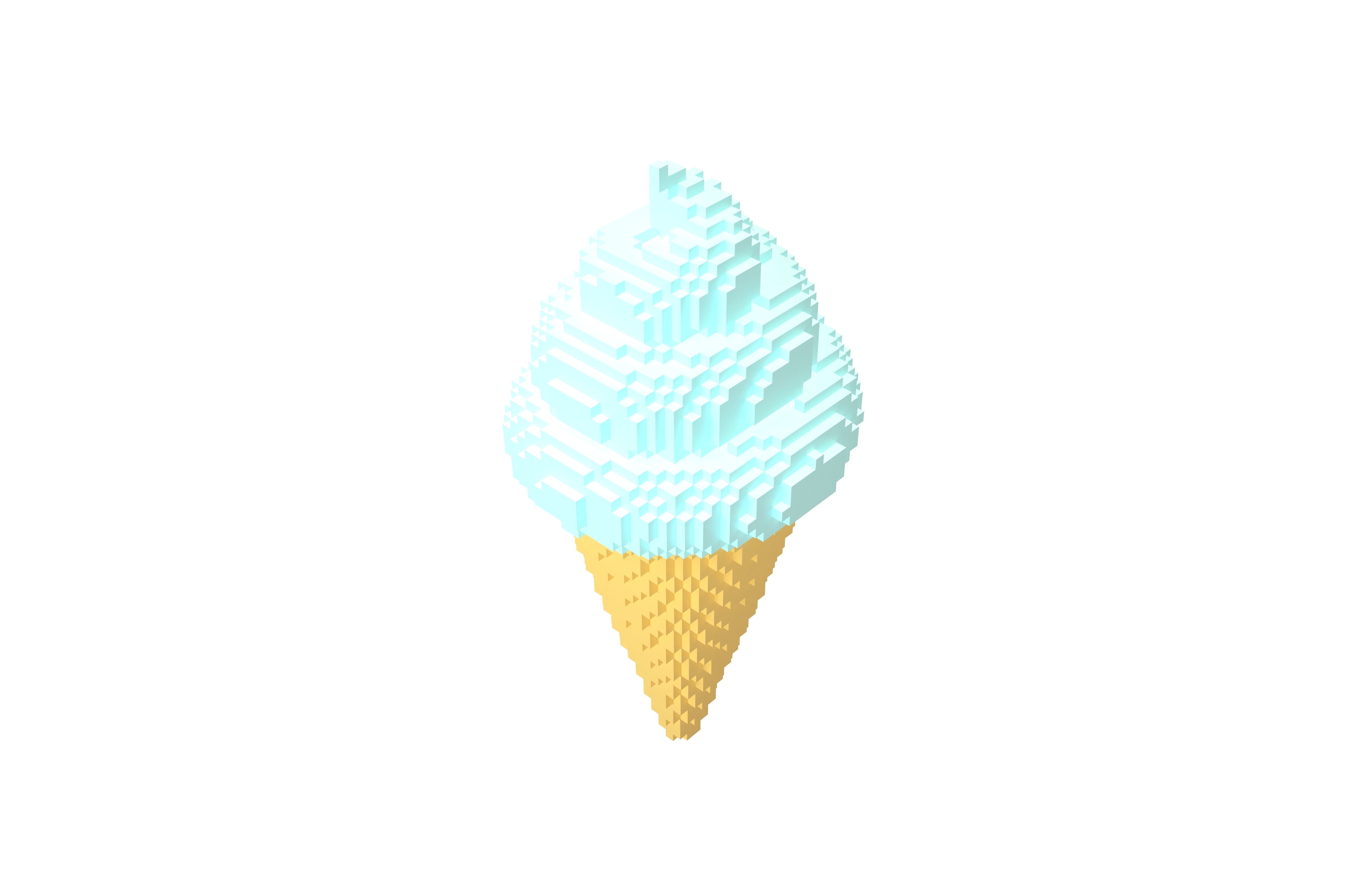 Voxel Ice Cream Cone v1 Pack 01 Low-poly 3D model_28