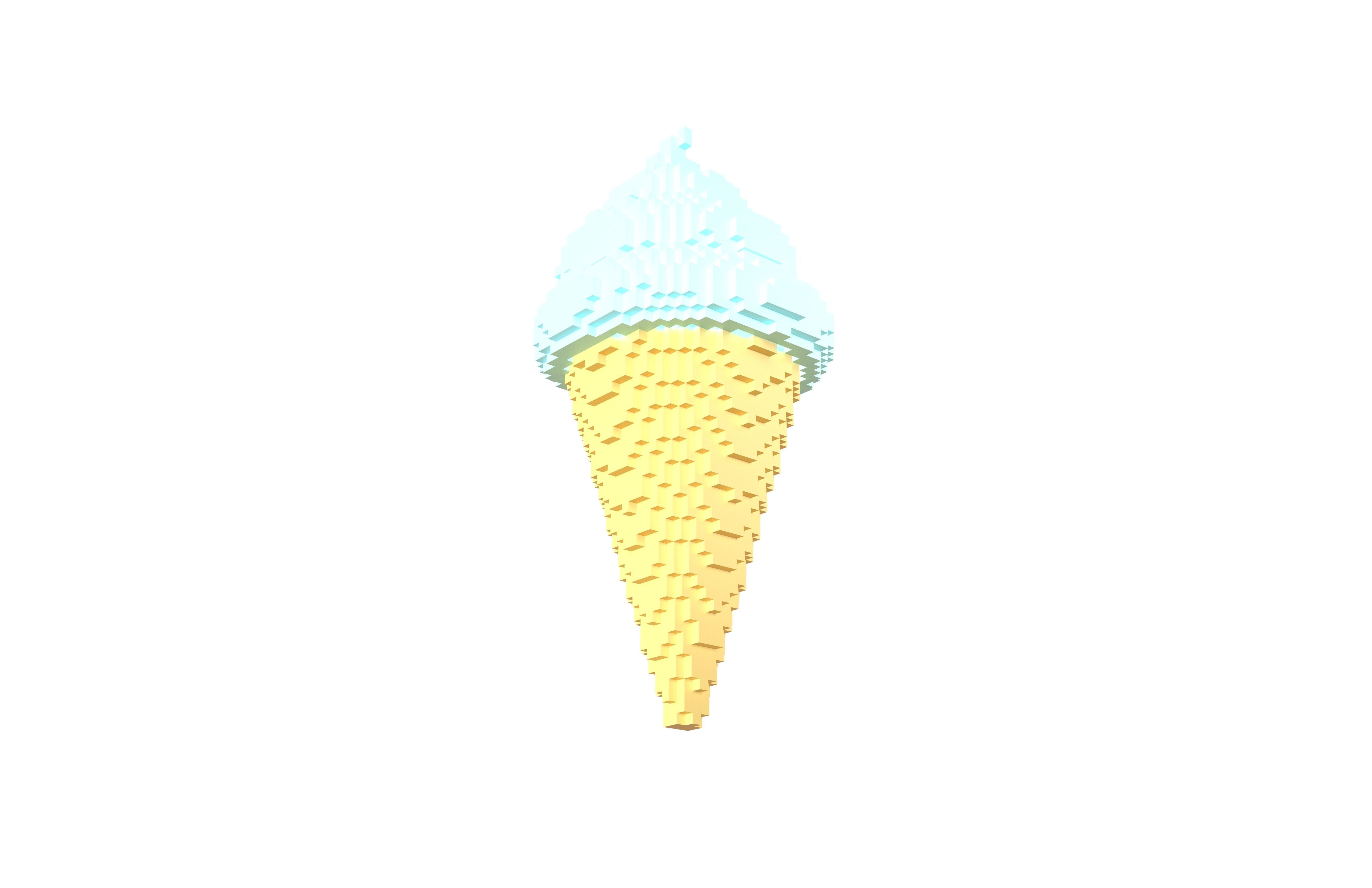 Voxel Ice Cream Cone v1 Pack 01 Low-poly 3D model_27