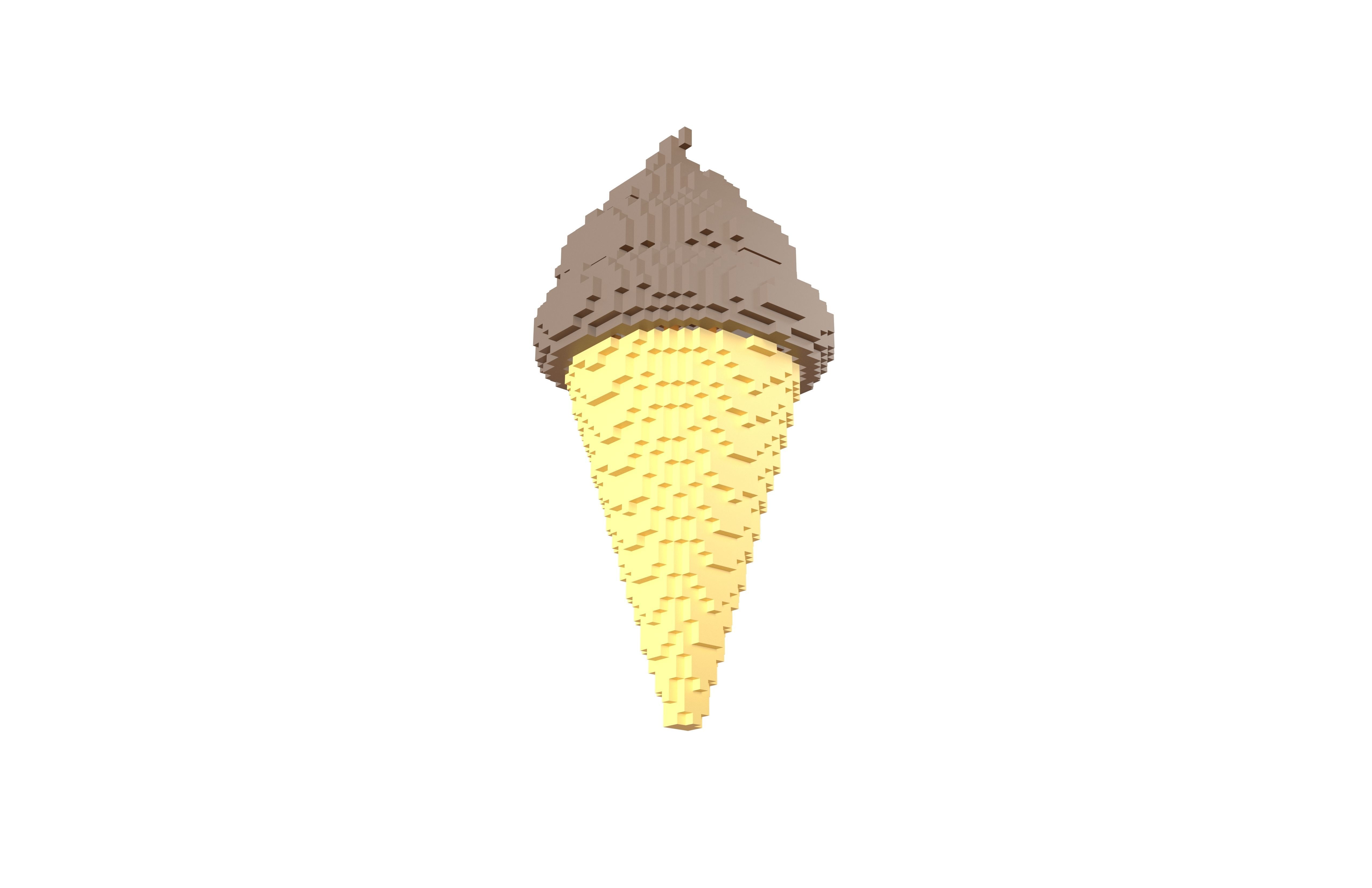 Voxel Ice Cream Cone v1 Pack 01 Low-poly 3D model_21