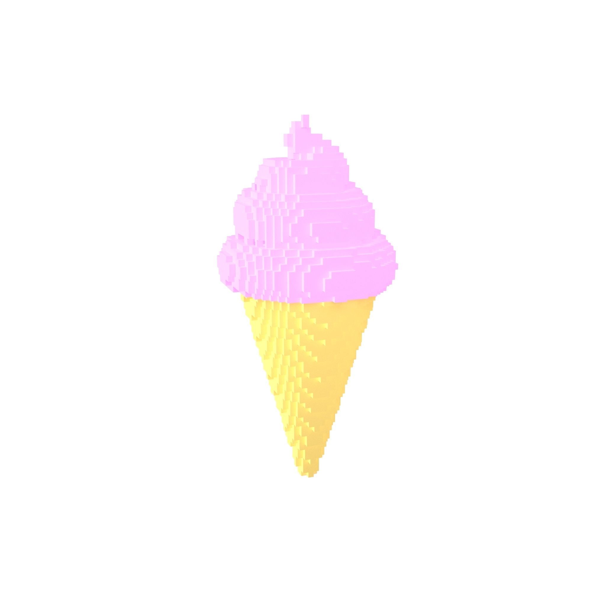 Voxel Ice Cream Cone v1 Pack 01 Low-poly 3D model_18