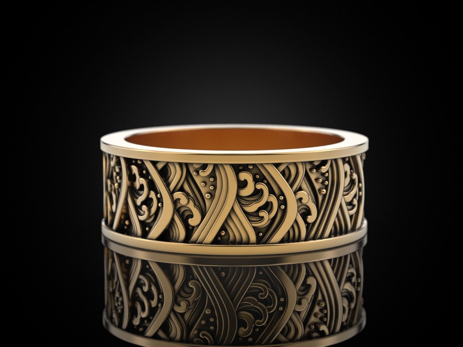 Japan waves ring 3D print model_12