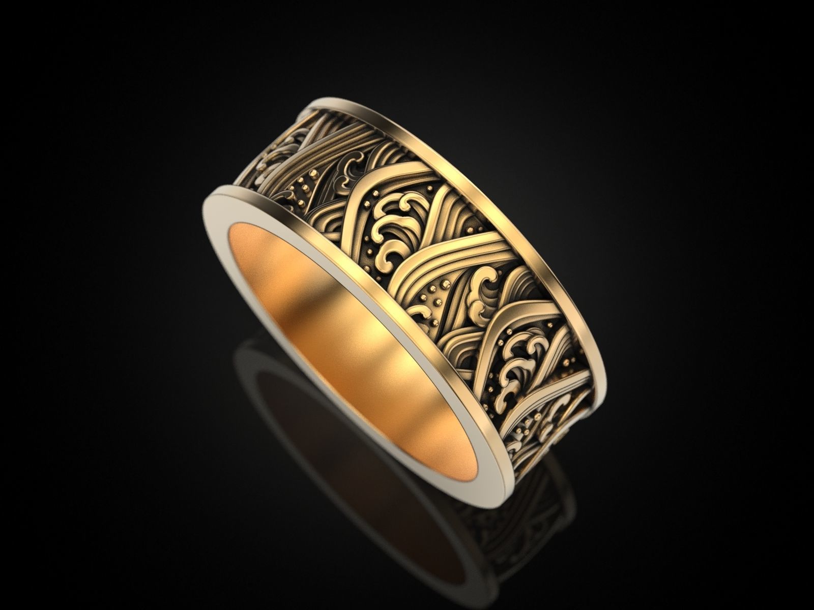 Japan waves ring 3D print model_10
