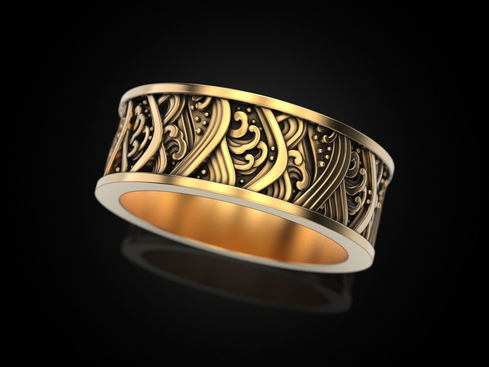 Japan waves ring 3D print model_11