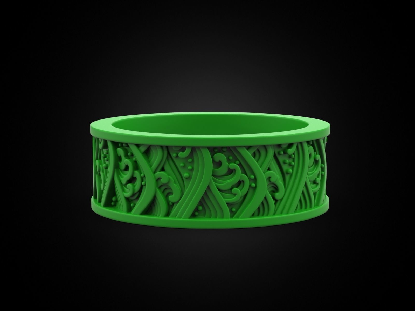 Japan waves ring 3D print model_8