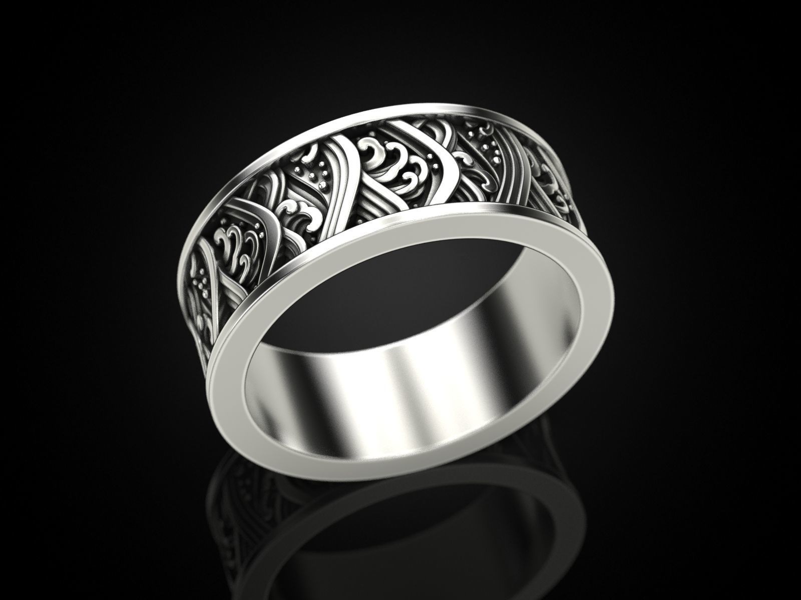 Japan waves ring 3D print model_6