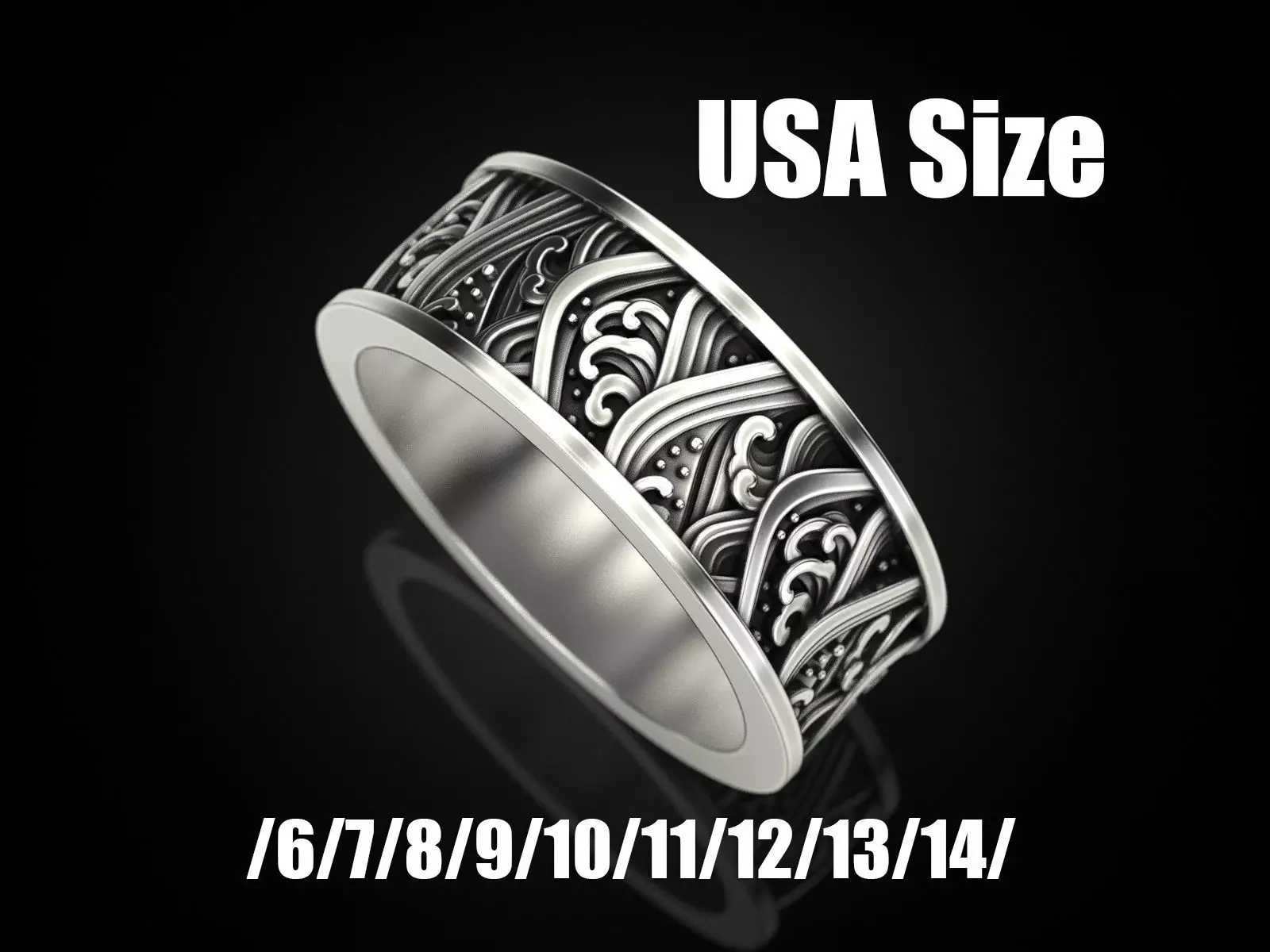 Japan waves ring 3D print model_0
