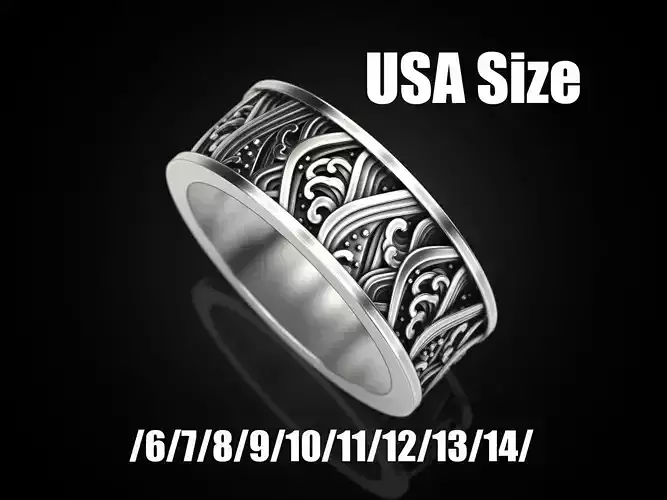 Japan waves ring 3D print model