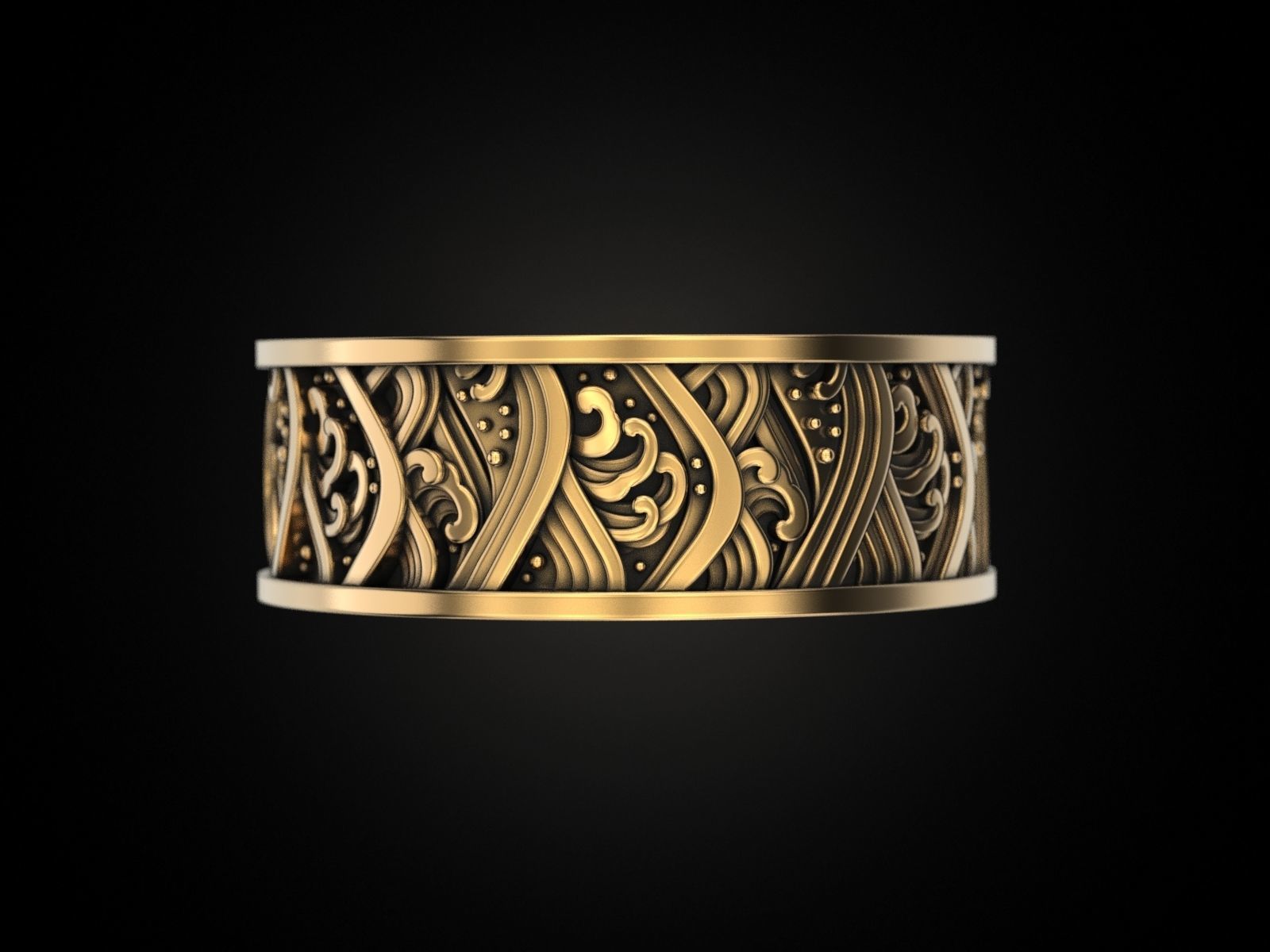 Japan waves ring 3D print model_14