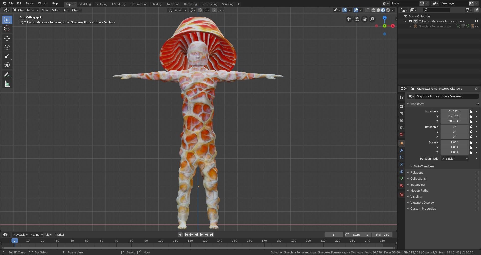 Mushrowoman - Grzybiara - No1 Low-poly 3D model_10