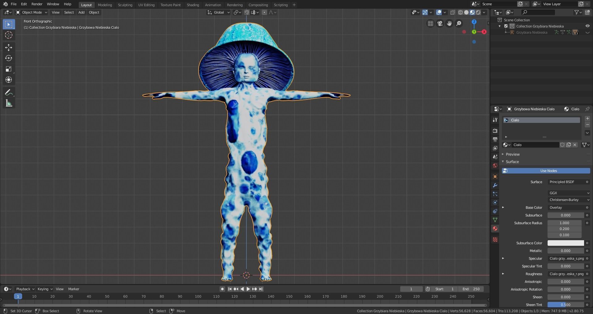 Mushrowoman - Grzybiara - No2 Low-poly 3D model_10