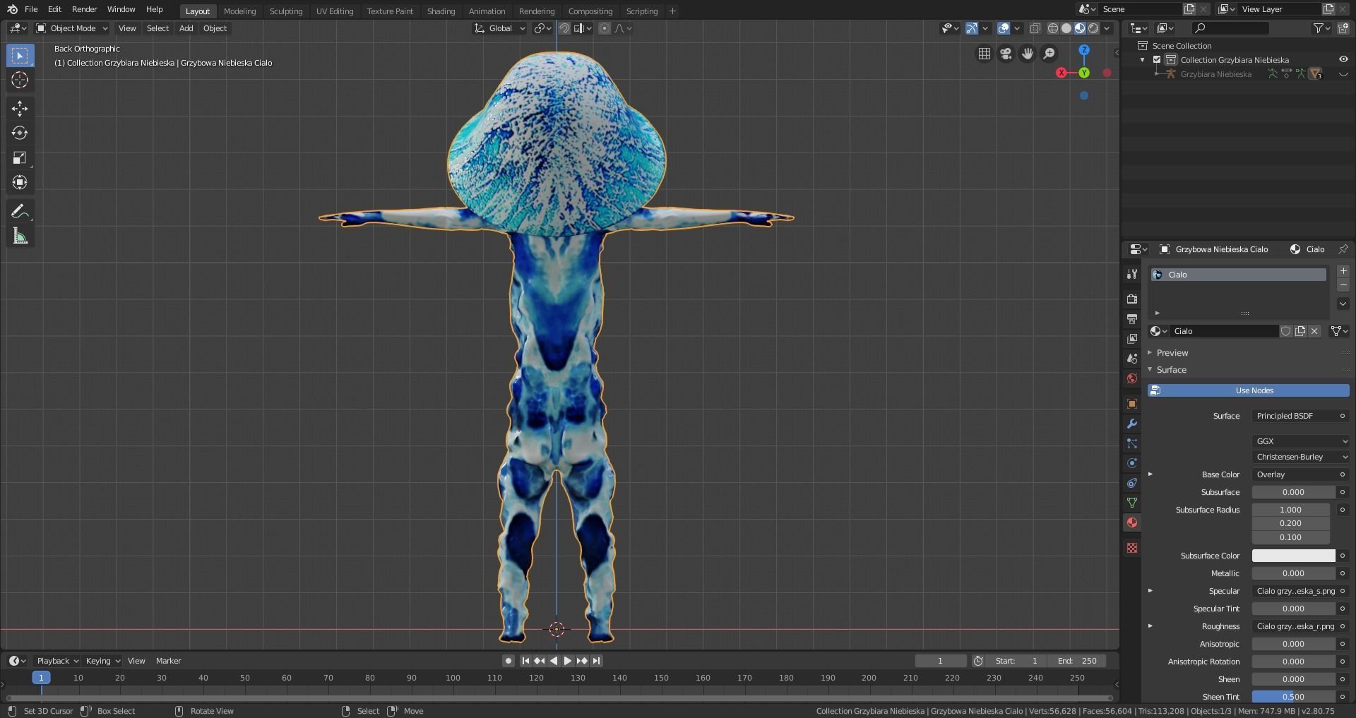 Mushrowoman - Grzybiara - No2 Low-poly 3D model_11