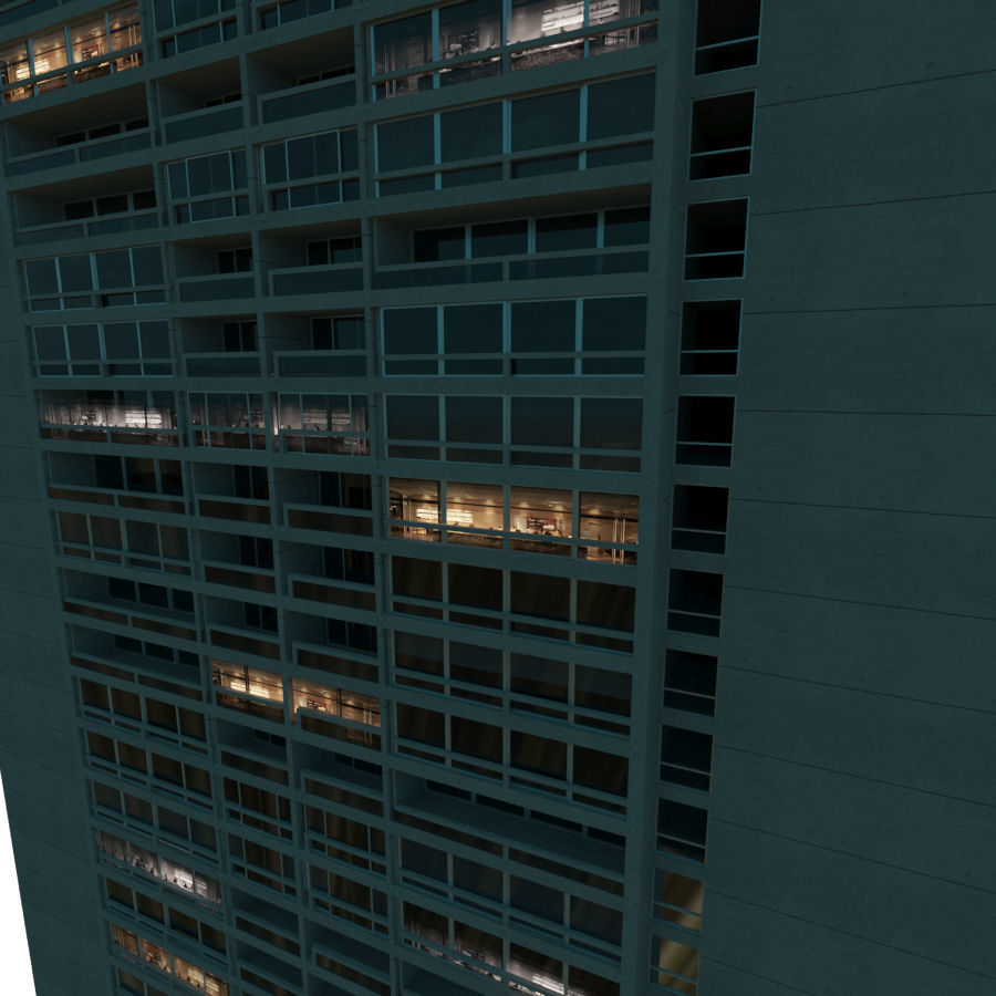 Lit Windows Skyscraper 3D model_6