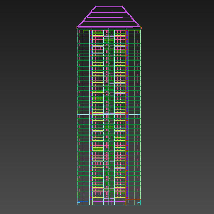 Lit Windows Skyscraper 3D model_9