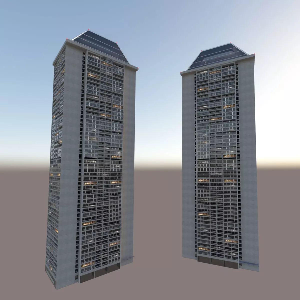 Lit Windows Skyscraper 3D model_0
