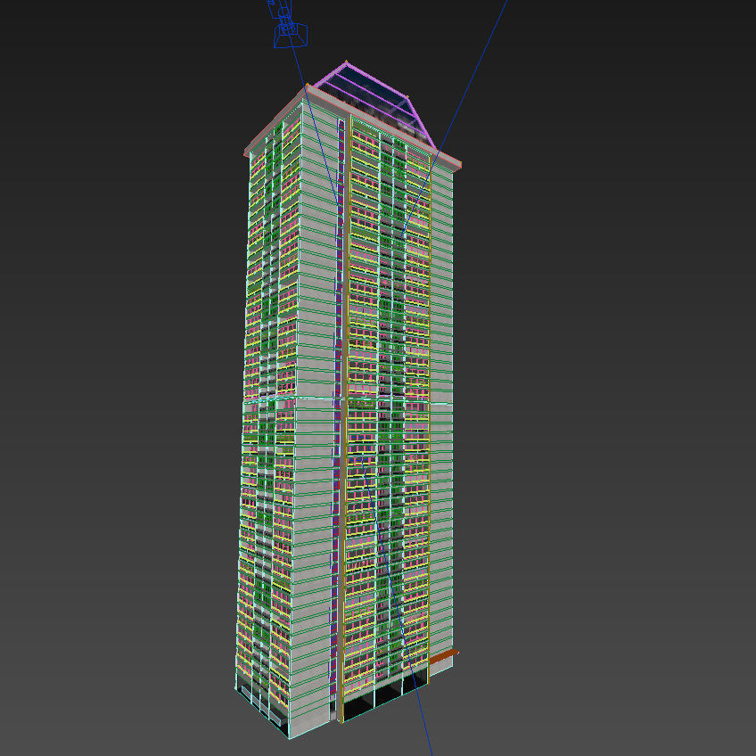 Lit Windows Skyscraper 3D model_7