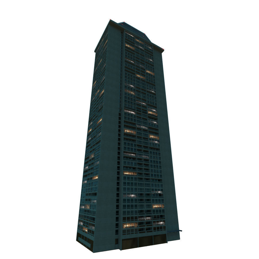 Lit Windows Skyscraper 3D model_4