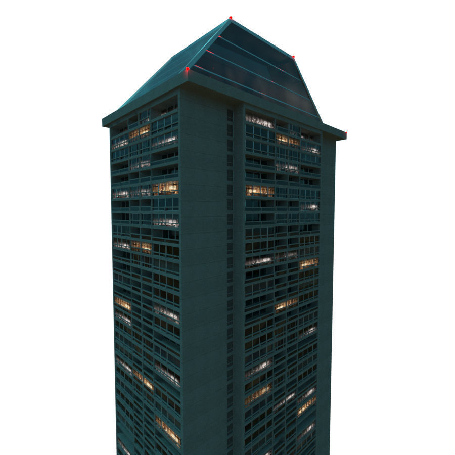 Lit Windows Skyscraper 3D model_3