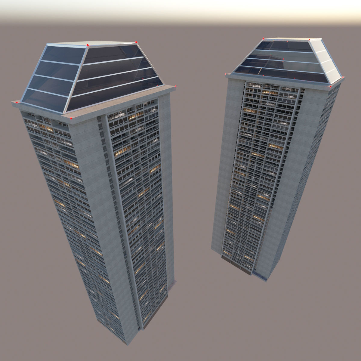 Lit Windows Skyscraper 3D model_1