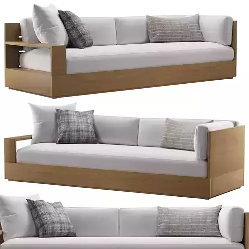 RH Marbella Teak Three-Seat Left-Arm Return Sofa