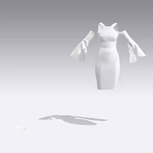 HALTER NECKLINE DRESS WHITE RUFFLED SLEVEE