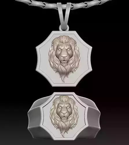 Lion Pendant Sculpture jewelry gold Necklace