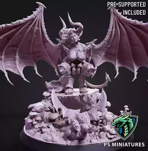 Drow Greater Demonic Valkyrie - Includes Pinup Variant 3D print model