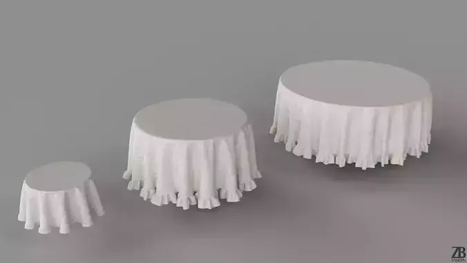 Round Table Cloth Covers 3D model