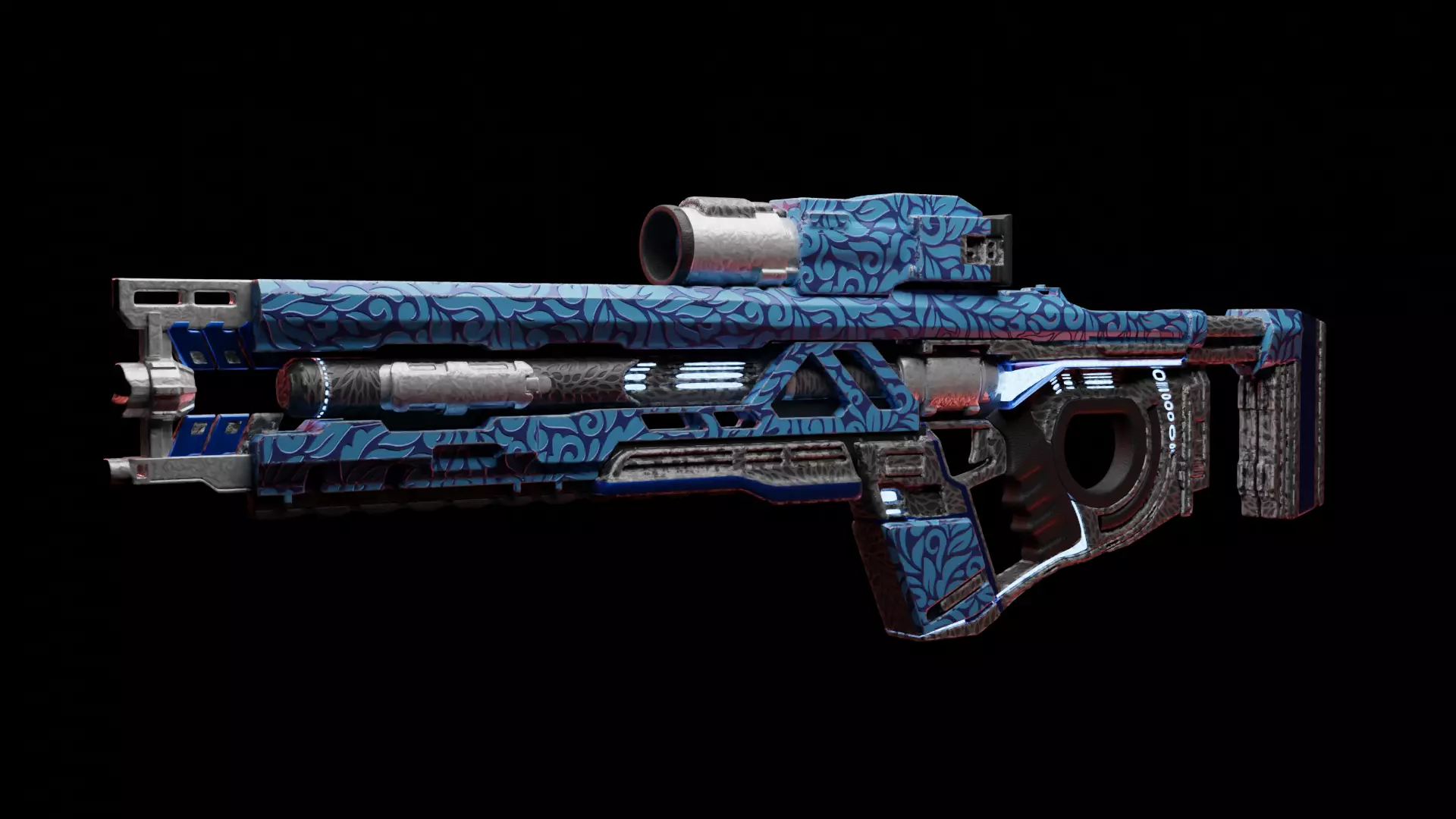 FUTURISTIC GUN - with Designer skin Free low-poly 3D model