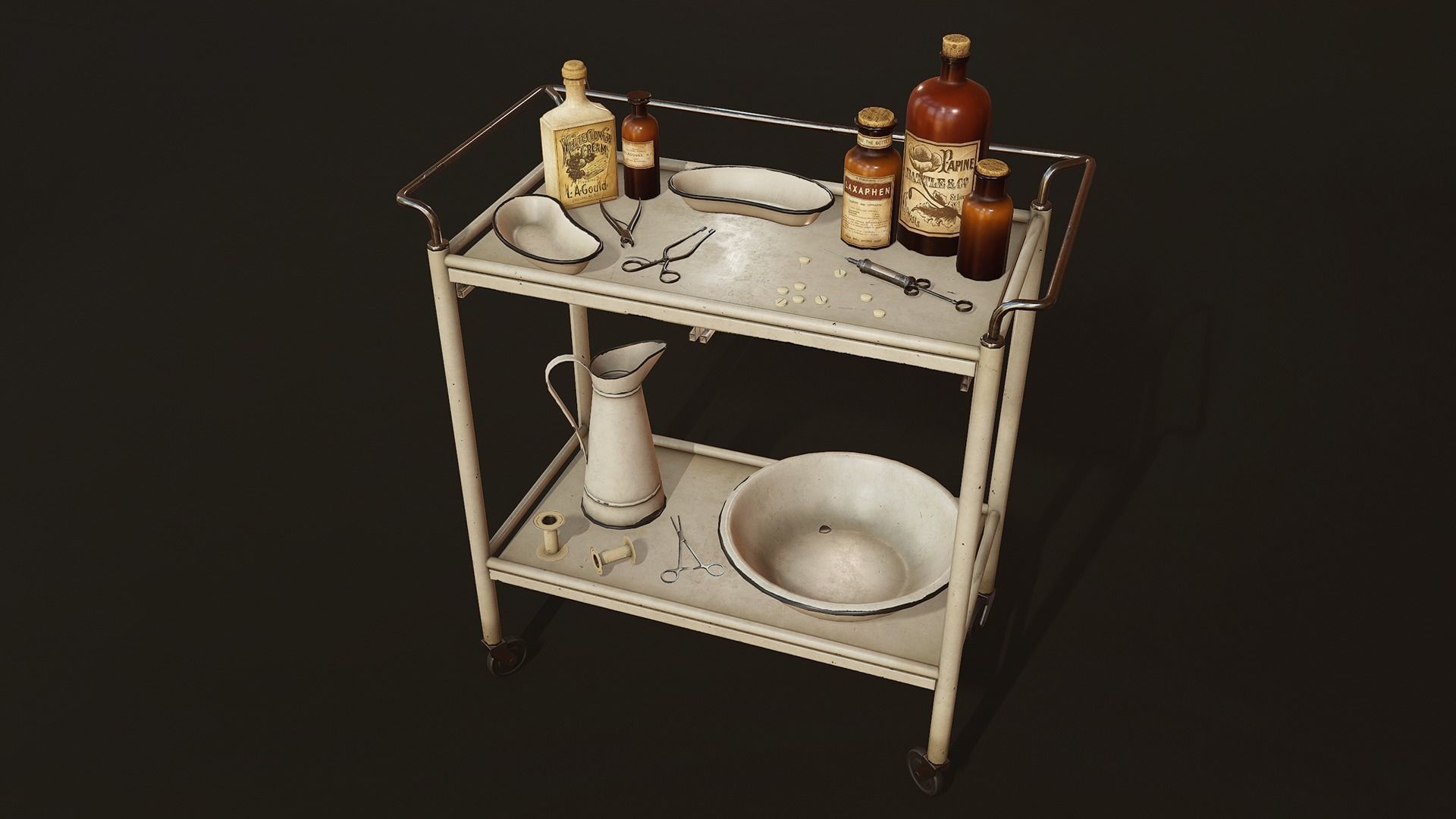 Victorian Hospital Props Pack Low-poly 3D model_4