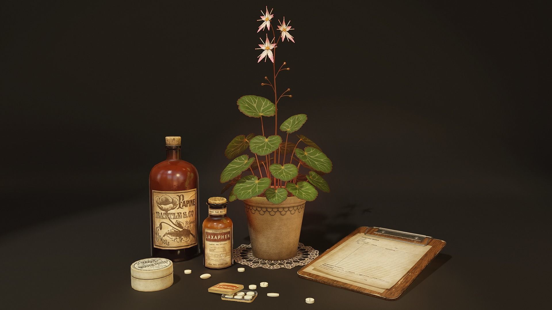 Victorian Hospital Props Pack Low-poly 3D model_3
