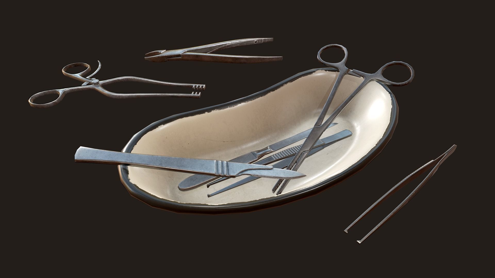 Victorian Hospital Props Pack Low-poly 3D model_15