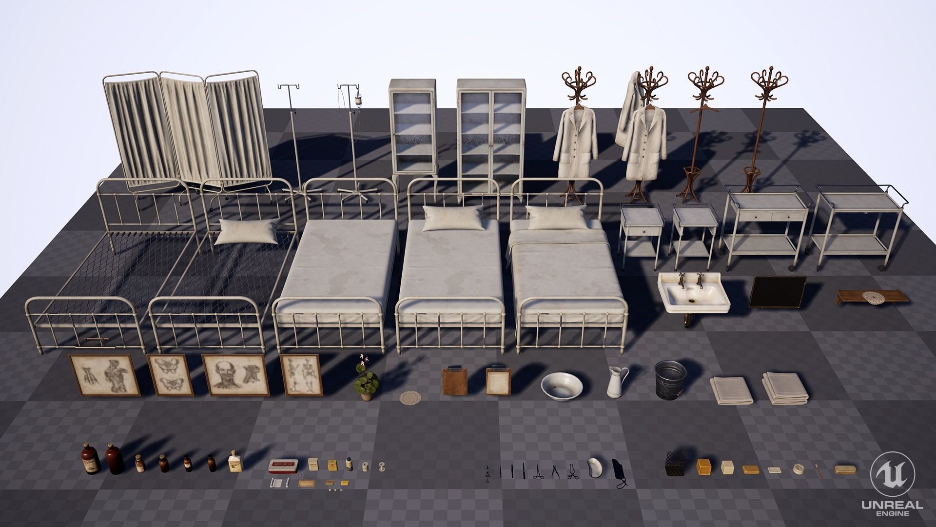 Victorian Hospital Props Pack Low-poly 3D model_21