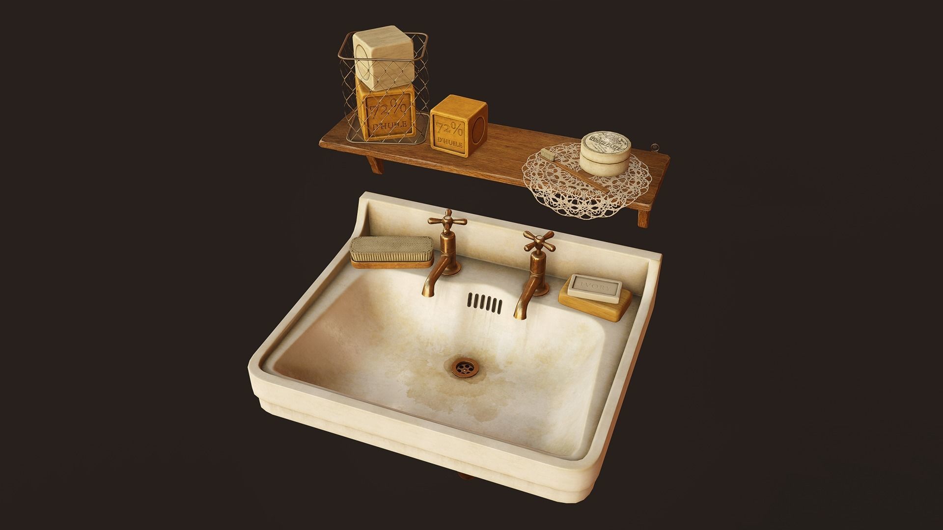 Victorian Hospital Props Pack Low-poly 3D model_14